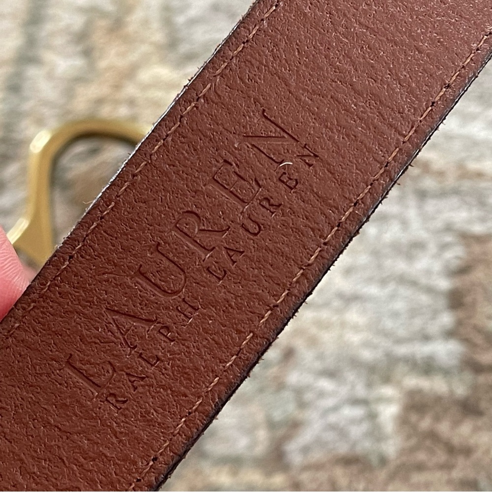 Lauren Ralph Lauren Brown Leather Equestrian Hook Buckle Waist Belt Womens Large - Picture 6 of 7